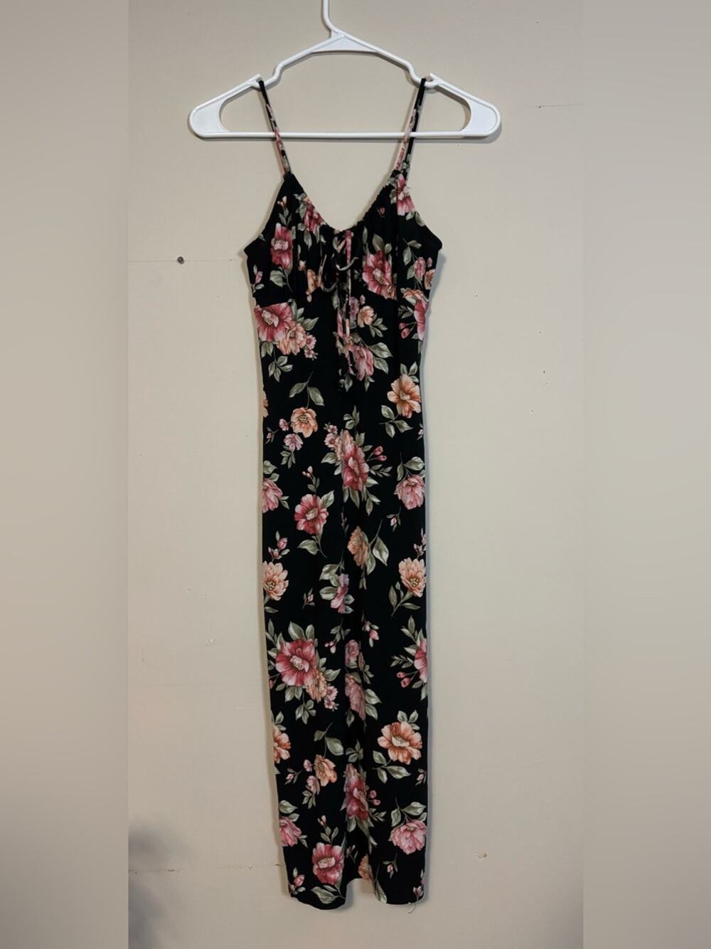 Ambiance Black Floral Maxi Dress with Pink blossom